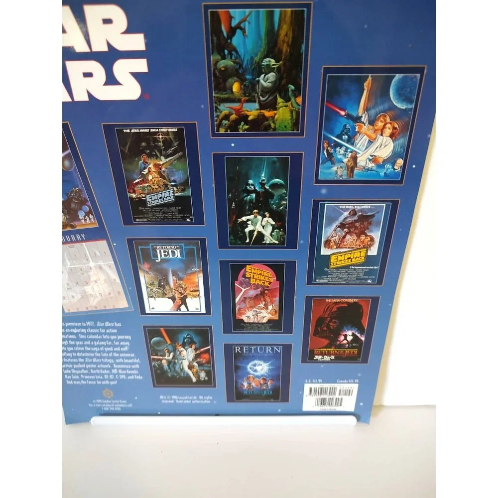 Vintage Star Wars 1997 Collectible Edition Calendar Featuring Iconic Movie Poste